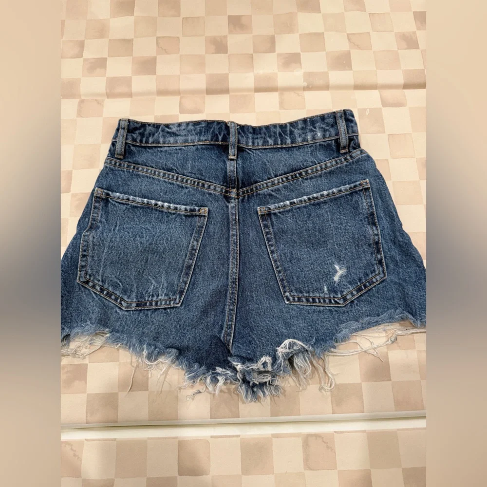 Zara Blue Distressed Jean Shorts - Picture 2 of 3